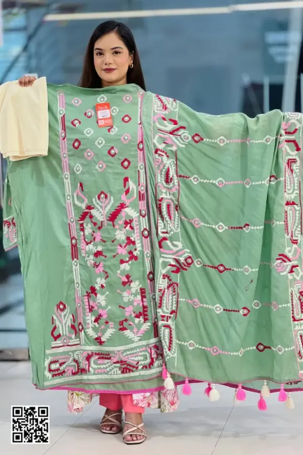 pastel cross golap hand embroidered unstitched salwar suit