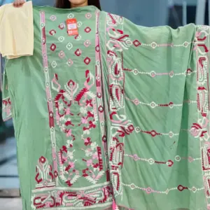 pastel cross golap hand embroidered unstitched salwar suit