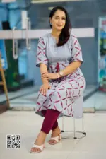 ash color jacquard screen printed tunic