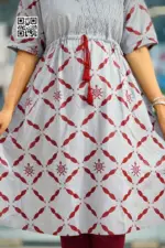 ash color jacquard screen printed tunic