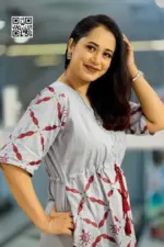 ash color jacquard screen printed tunic