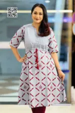 ash color jacquard screen printed tunic