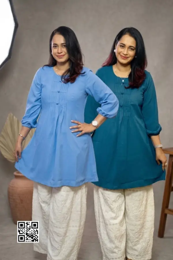 green and powder blue color cy micro fabric tops