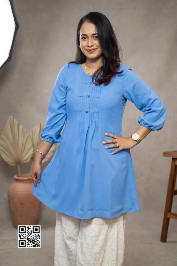 green and powder blue color cy micro fabric tops