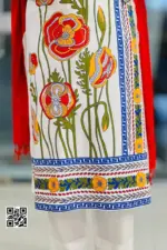 off white color viscose popy flower salwar suit