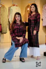 deep jam & black batik fabric kurti