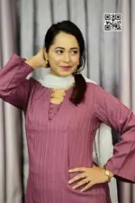 deep mauve & light pink color georgette fabric kurti