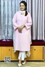 deep mauve & light pink color georgette fabric kurti