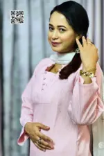 deep mauve & light pink color georgette fabric kurti