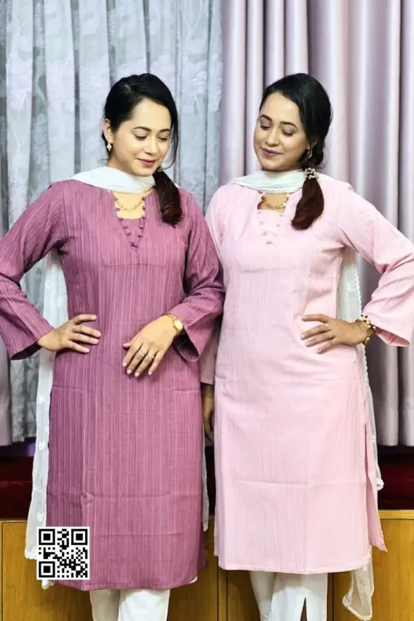 deep mauve & light pink color georgette fabric kurti