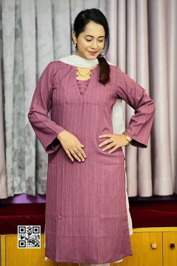deep mauve & light pink color georgette fabric kurti
