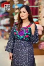 silk screen printed patch worked kurti 1