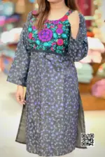 silk screen printed patch worked kurti 1