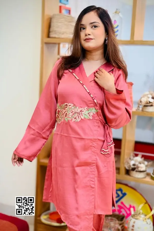 lite carrot color georgette fabric co ords set