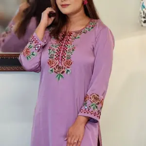 lavender color dubai silk fabric co ords set