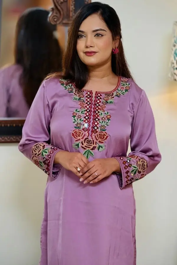 lavender color dubai silk fabric co ords set