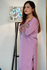 lavender color dubai silk fabric co ords set