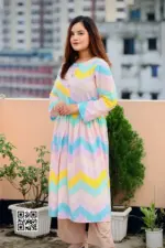 multi colour printed viscose frock