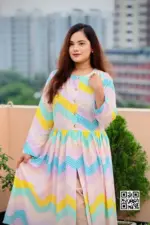multi colour printed viscose frock