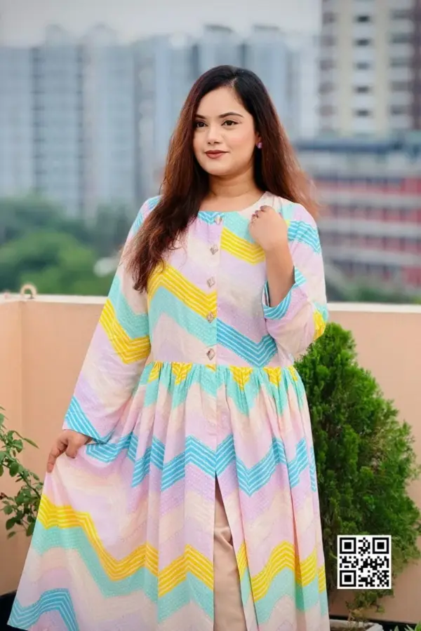 multi colour printed viscose frock