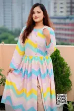 multi colour printed viscose frock