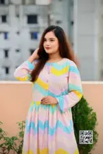 multi colour printed viscose frock