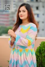multi colour printed viscose frock