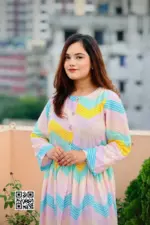 multi colour printed viscose frock