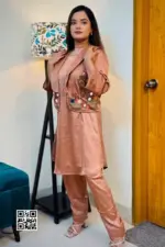 light coffe color silk fabric coaty set