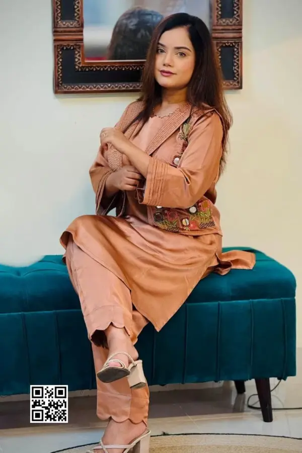 light coffe color silk fabric coaty set