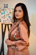 light coffe color silk fabric coaty set