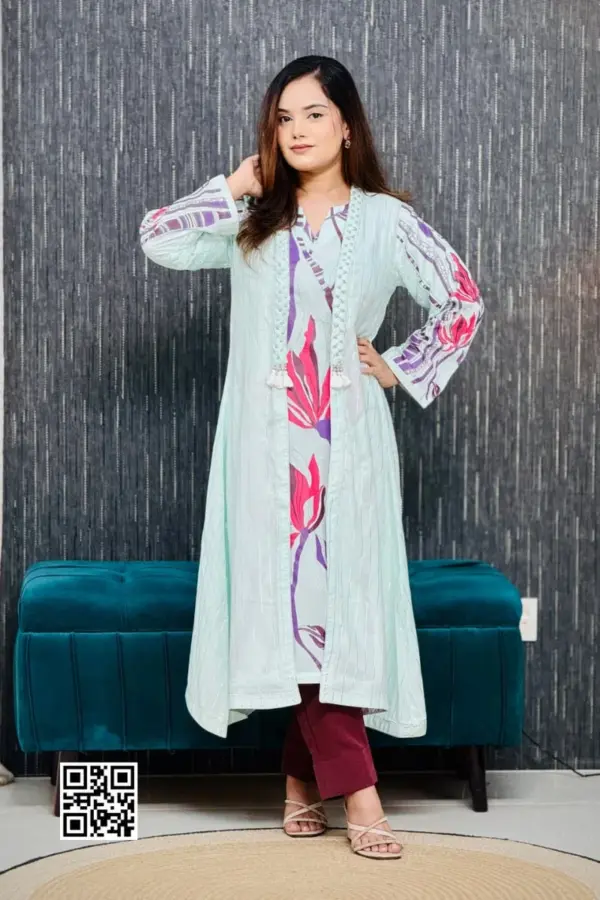 light paste & koliza color screen printed shrug set
