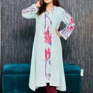 light paste & koliza color screen printed shrug set