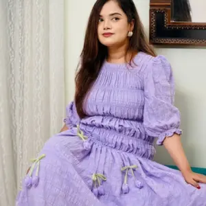 lavender color rayon cotton fabric midi