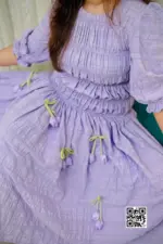 lavender color rayon cotton fabric midi