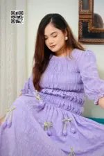 lavender color rayon cotton fabric midi