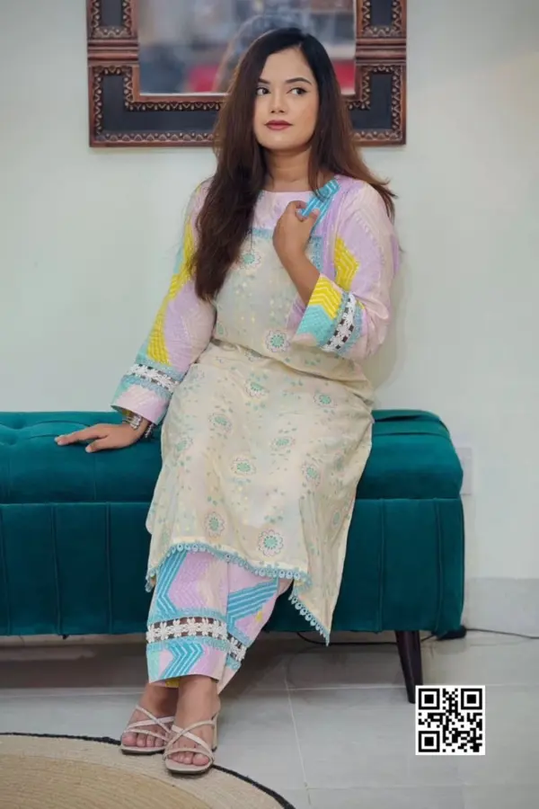 pink multi color printed viscose screen printed co ords set