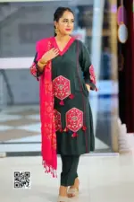 dark bottle color fancy viscose screen printed co ords set