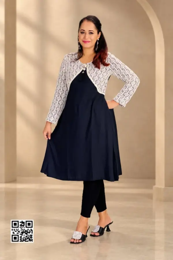 black color fancy viscose hand worked tunic