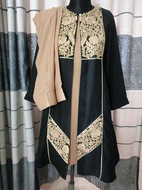 golden & black color cheery georgette fabric shrug set with me