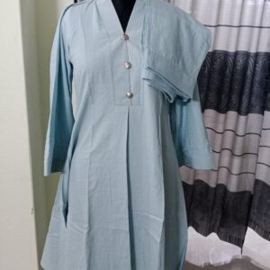 powder blue color cotton jacquard co ords set