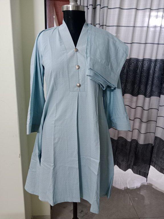 powder blue color cotton jacquard co ords set