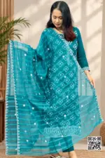 teal blue color cotton unstitched salwar suit