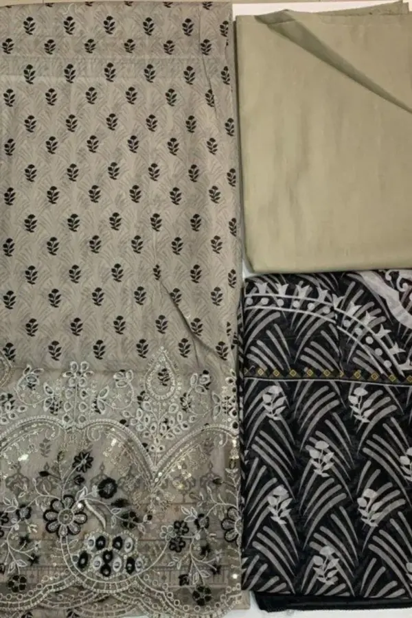 beige color cotton digitally printed unstitched shalwar suit
