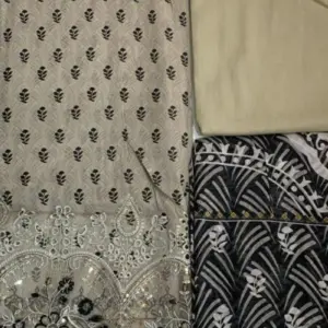 beige color cotton digitally printed unstitched shalwar suit