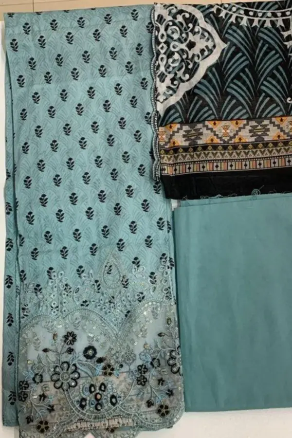 deep paste cotton digitally printed unstitched shalwar suit