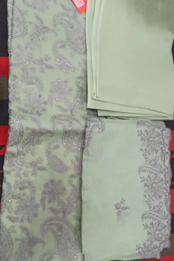 fresh mint color cotton unstitched salwar suit