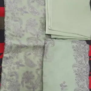 fresh mint color cotton unstitched salwar suit