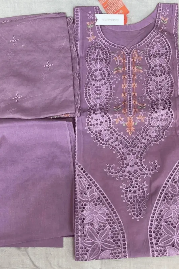 teal blue color cotton machine embroidered salwar suit (semi stitched) (copy)