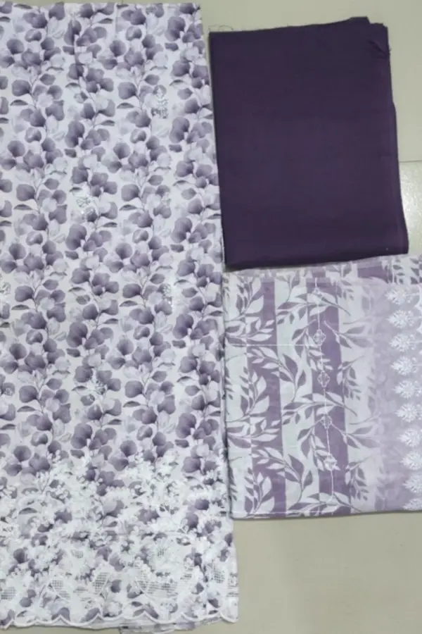 purple cotton embroidered unstitched shalwar suit